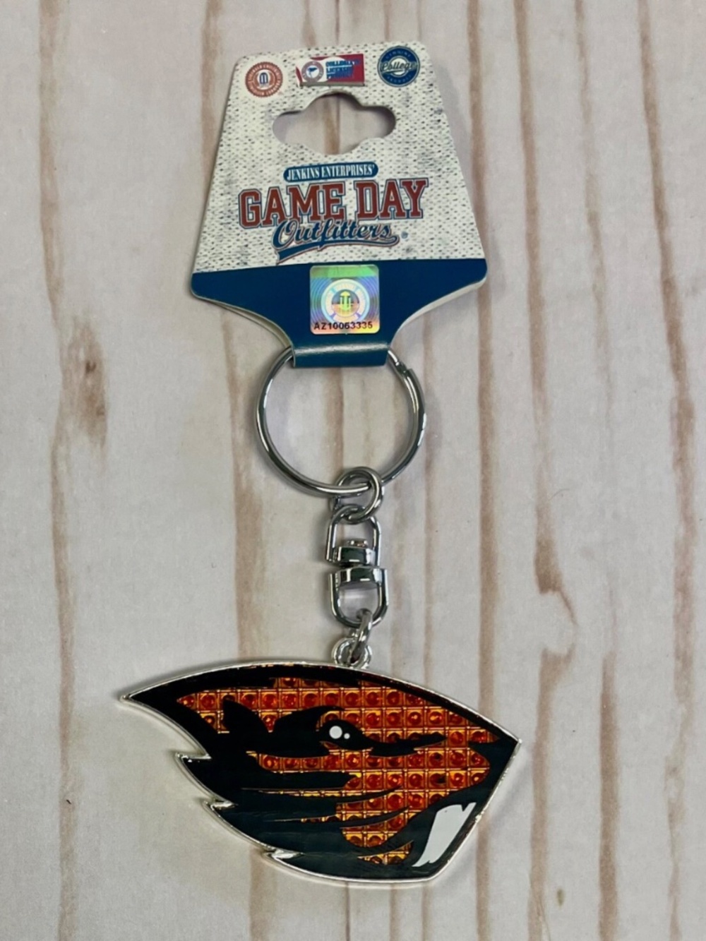Oregon State Beavers Orange Black Beaver Head Shaped Key Chain Ring OSU NEW